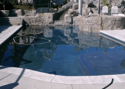 A pool in a backyard.